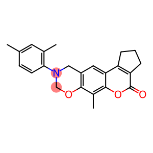 9-(2,4-dimethylphenyl)-6-methyl-2,3,9,10-tetrahydro-1H-cyclopenta[3,4]chromeno[6,7-e][1,3]oxazin-4(8H)-one