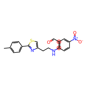 2-((2-[2-(4-METHYLPHENYL)-1,3-THIAZOL-4-YL]ETHYL)AMINO)-5-NITROBENZENECARBALDEHYDE