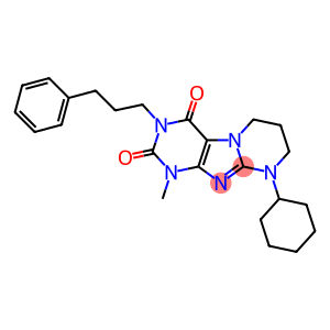 Pyrimido[2,1-f]purine-2,4(1H,3H)-dione, 9-cyclohexyl-6,7,8,9-tetrahydro-1-methyl-3-(3-phenylpropyl)-