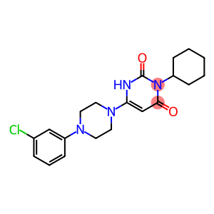 2,4(1H,3H)-Pyrimidinedione, 6-[4-(3-chlorophenyl)-1-piperazinyl]-3-cyclohexyl-