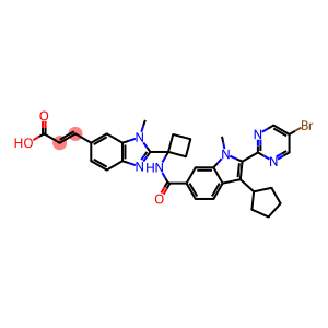 2-Propenoic acid, 3-[2-[1-[[[2-(5-bromo-2-pyrimidinyl)-3-cyclopentyl-1-methyl-1H-indol-6-yl]carbonyl]amino]cyclobutyl]-1-methyl-1H-benzimidazol-6-yl]-, (2E)-