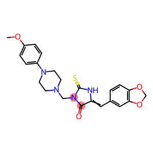 5-(1,3-BENZODIOXOL-5-YLMETHYLENE)-3-([4-(4-METHOXYPHENYL)PIPERAZINO]METHYL)-2-THIOXOTETRAHYDRO-4H-IMIDAZOL-4-ONE