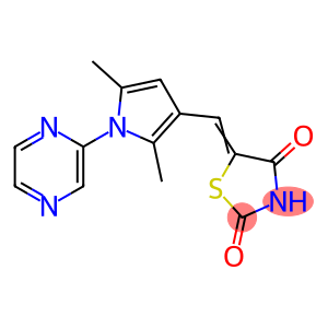 (5Z)-5-{[2,5-dimethyl-1-(pyrazin-2-yl)-1H-pyrrol-3-yl]methylidene}-1,3-thiazolidine-2,4-dione