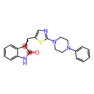 3-((E)-[2-(4-PHENYLPIPERAZINO)-1,3-THIAZOL-5-YL]METHYLIDENE)-1,3-DIHYDRO-2H-INDOL-2-ONE