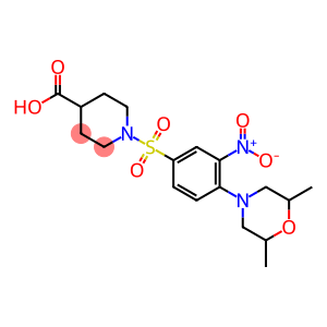 1-([4-(2,6-DIMETHYLMORPHOLINO)-3-NITROPHENYL]SULFONYL)-4-PIPERIDINECARBOXYLIC ACID