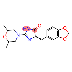 (4E)-4-[(2H-1,3-benzodioxol-5-yl)methylidene]-2-(2,6-dimethylmorpholin-4-yl)-4,5-dihydro-1H-imidazol-5-one