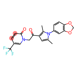 1-(2-(1-(Benzo[d][1,3]dioxol-5-yl)-2,5-dimethyl-1H-pyrrol-3-yl)-2-oxoethyl)-5-(trifluoromethyl)pyridin-2(1H)-one