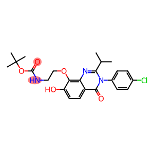 Carbamic  acid,  [2-[[3-(4-chlorophenyl)-3,4-dihydro-7-hydroxy-2-(1-methylethyl)-4-oxo-8-quinazolinyl]oxy]ethyl]-,  1,1-dimethylethyl  ester  (9CI)