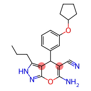 6-amino-4-[3-(cyclopentyloxy)phenyl]-3-propyl-2,4-dihydropyrano[2,3-c]pyrazole-5-carbonitrile