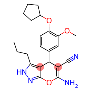 6-amino-4-[4-(cyclopentyloxy)-3-methoxyphenyl]-3-propyl-2,4-dihydropyrano[2,3-c]pyrazole-5-carbonitrile