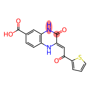 3-OXO-2-[2-OXO-2-THIOPHEN-2-YL-ETH-(Z)-YLIDENE]-1,2,3,4-TETRAHYDRO-QUINOXALINE-6-CARBOXYLIC ACID