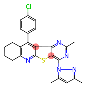 11-(4-chlorophenyl)-4-(3,5-dimethyl-1H-pyrazol-1-yl)-2-methyl-7,8,9,10-tetrahydropyrimido[4',5':4,5]thieno[2,3-b]quinoline