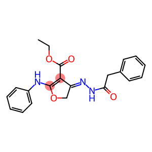 3-Furancarboxylic  acid,  4,5-dihydro-4-[(phenylacetyl)hydrazono]-2-(phenylamino)-,  ethyl  ester  (9CI)