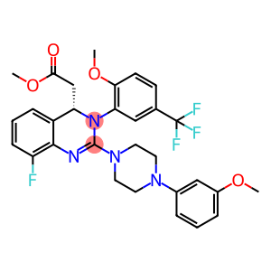 4-Quinazolineacetic acid, 8-fluoro-3,4-dihydro-2-[4-(3-methoxyphenyl)-1-piperazinyl]-3-[2-methoxy-5-(trifluoromethyl)phenyl]-, methyl ester, (4S)-