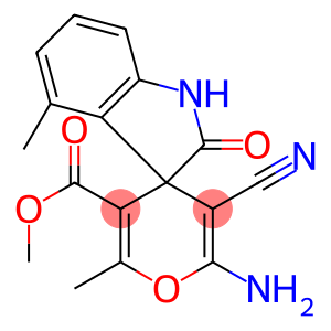 methyl 6'-amino-5'-cyano-2',4-dimethyl-2-oxo-1,3-dihydrospiro[2H-indole-3,4'-(4'H)-pyran]-3'-carboxylate