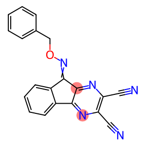 9H-INDENO[1,2-B]PYRAZINE-2,3-DICARBONITRILE, 9-[(PHENYLMETHOXY)IMINO]-