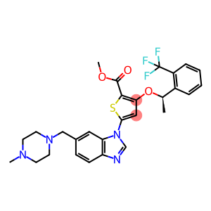 2-Thiophenecarboxylic acid, 5-[6-[(4-methyl-1-piperazinyl)methyl]-1H-benzimidazol-1-yl]-3-[(1R)-1-[2-(trifluoromethyl)phenyl]ethoxy]-, methyl ester
