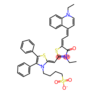 2-[[4,5-Diphenyl-3-(4-sulfonatobutyl)thiazol-2(3H)-ylidene]methyl]-3-ethyl-5-[2-(1-ethylquinolin-4(1H)-ylidene)ethylidene]-4-oxo-2-thiazolin-3-ium