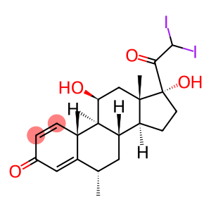 Pregna-1,4-diene-3,20-dione, 11,17-dihydroxy-21,21-diiodo-6-methyl-, (6α,11β)-