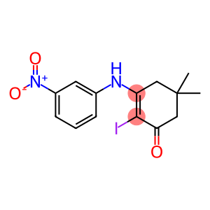 2-IODO-5,5-DIMETHYL-3-((3-NITROPHENYL)AMINO)CYCLOHEX-2-EN-1-ONE