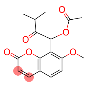 2H-1-Benzopyran-2-one,8-[1-(acetyloxy)-3- methyl-2-oxobutyl]-7-methoxy-,(+)-