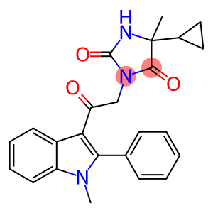 5-cyclopropyl-5-methyl-3-[2-(1-methyl-2-phenyl-1H-indol-3-yl)-2-oxoethyl]imidazolidine-2,4-dione