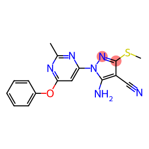 5-amino-1-(2-methyl-6-phenoxy-4-pyrimidinyl)-3-(methylsulfanyl)-1H-pyrazole-4-carbonitrile