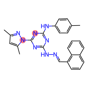 1-naphthaldehyde [4-(3,5-dimethyl-1H-pyrazol-1-yl)-6-(4-toluidino)-1,3,5-triazin-2-yl]hydrazone