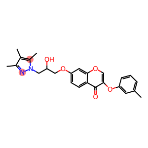 7-[2-hydroxy-3-(3,4,5-trimethyl-1H-pyrazol-1-yl)propoxy]-3-(3-methylphenoxy)-4H-chromen-4-one