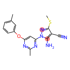 5-amino-1-[2-methyl-6-(3-methylphenoxy)-4-pyrimidinyl]-3-(methylsulfanyl)-1H-pyrazole-4-carbonitrile