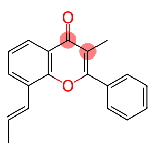 4H-1-Benzopyran-4-one, 3-methyl-2-phenyl-8-(1-propenyl)-, (E)- (9CI)