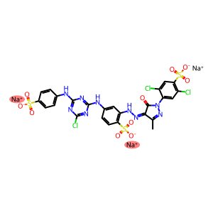 trisodium 2,5-dichloro-4-[(4Z)-4-[[5-[[4-chloro-6-[(4-sulfonatophenyl) amino]-1,3,5-triazin-2-yl]amino]-2-sulfonato-phenyl]hydrazinylidene]-3 -methyl-5-oxo-pyrazol-1-yl]benzenesulfonate