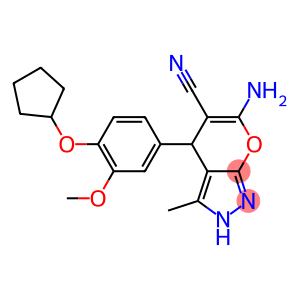 6-amino-4-[4-(cyclopentyloxy)-3-methoxyphenyl]-3-methyl-2,4-dihydropyrano[2,3-c]pyrazole-5-carbonitrile