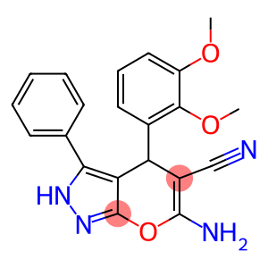 6-amino-4-[2,3-bis(methyloxy)phenyl]-3-phenyl-2,4-dihydropyrano[2,3-c]pyrazole-5-carbonitrile