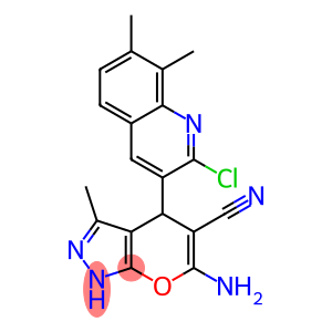 6-amino-4-(2-chloro-7,8-dimethyl-3-quinolinyl)-3-methyl-1,4-dihydropyrano[2,3-c]pyrazole-5-carbonitrile