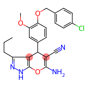 6-amino-4-{4-[(4-chlorobenzyl)oxy]-3-methoxyphenyl}-3-propyl-1,4-dihydropyrano[2,3-c]pyrazole-5-carbonitrile