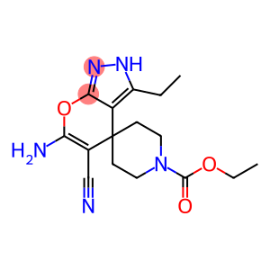 6-amino-5-cyano-1'-ethoxycarbonyl-3-ethyl-2,4-dihydrospiro[pyrano[2,3-c]pyrazole-4,4'-piperidine]