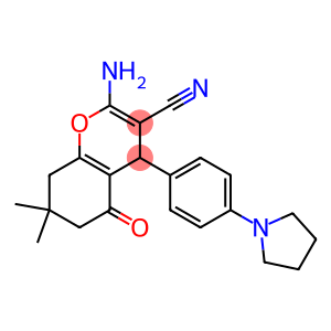 2-amino-7,7-dimethyl-5-oxo-4-(4-pyrrolidin-1-ylphenyl)-5,6,7,8-tetrahydro-4H-chromene-3-carbonitrile