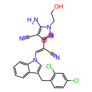 5-amino-3-{1-cyano-2-[3-(2,4-dichlorobenzyl)-1H-indol-1-yl]vinyl}-1-(2-hydroxyethyl)-1H-pyrazole-4-carbonitrile