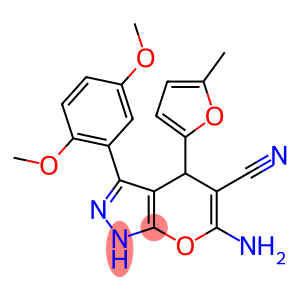 6-amino-3-(2,5-dimethoxyphenyl)-4-(5-methyl-2-furyl)-1,4-dihydropyrano[2,3-c]pyrazole-5-carbonitrile