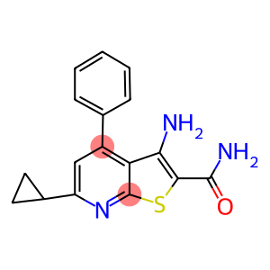 3-AMINO-6-CYCLOPROPYL-4-PHENYL-THIENO[2,3-B]PYRIDINE-2-CARBOXYLIC ACID AMIDE