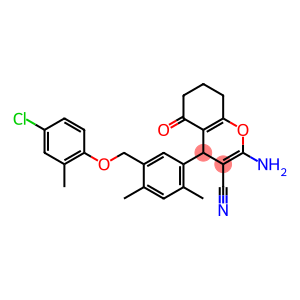 2-amino-4-{5-[(4-chloro-2-methylphenoxy)methyl]-2,4-dimethylphenyl}-5-oxo-5,6,7,8-tetrahydro-4H-chromene-3-carbonitrile