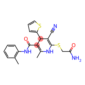 6-[(2-amino-2-oxoethyl)sulfanyl]-5-cyano-2-methyl-N-(2-methylphenyl)-4-(2-thienyl)-1,4-dihydro-3-pyridinecarboxamide