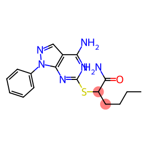 alpha-((4-amino-1-phenylpyrazolo(3,4-d)pyrimidin-6-yl)thio)hexanamide