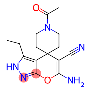 1'-acetyl-6-amino-5-cyano-3-ethyl-2,4-dihydrospiro(pyrano[2,3-c]pyrazole-4,4'-piperidine)