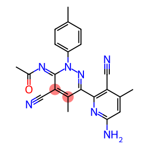 6-Acetylimino-3-(6-amino-3-cyano-4-methyl-2-pyridinyl)-4-methyl-1-(4-methylphenyl)-5-pyridazinecarbonitrile