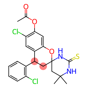 7-(acetyloxy)-6-chloro-6',6'-dimethyl-4-(2-chlorophenyl)-2'-thioxospiro[chromane-2,4-hexahydropyrimidine]