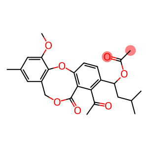 Acetic acid 1-(4-acetyl-11-methoxy-9-methyl-5-oxo-5H,7H-dibenzo[b,g][1,5]dioxocin-3-yl)-3-methylbutyl ester