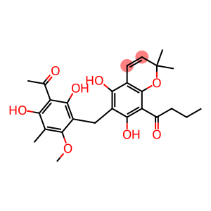 8-Butyryl-6-(3-acetyl-2,4-dihydroxy-5-methyl-6-methoxybenzyl)-2,2-dimethyl-2H-1-benzopyran-5,7-diol