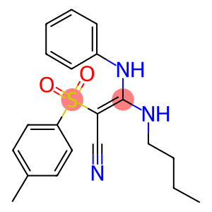 3-(BUTYLAMINO)-2-((4-METHYLPHENYL)SULFONYL)-3-(PHENYLAMINO)PROP-2-ENENITRILE